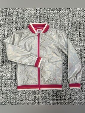 Appaman Nikki Iridescent Bomber Jacket Girls 14 Silver Windbreaker $105 NWT